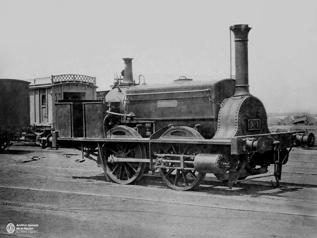 Locomotora La Porteña, la primera del Ferrocarril del Oeste y de Argentina.